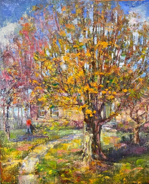 Hyde Park Town Hall in Fall by Tatiana Rhinevault - Click for Details
